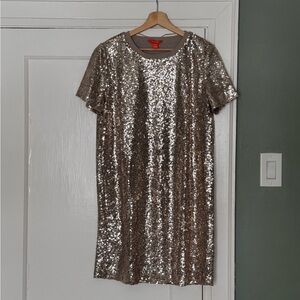 Joe Fresh Short Sleeve Gold Sequin Dress